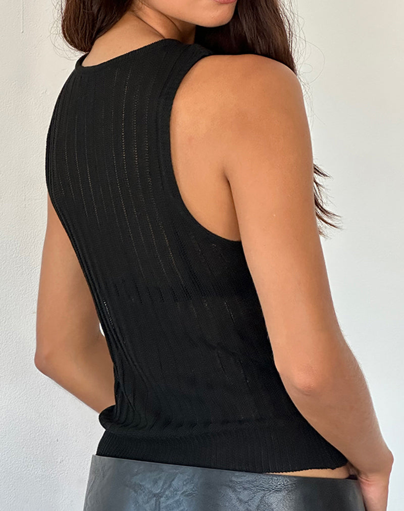 Afbeelding van Alessia Vest Top in Wijd Ribtricot Zwart