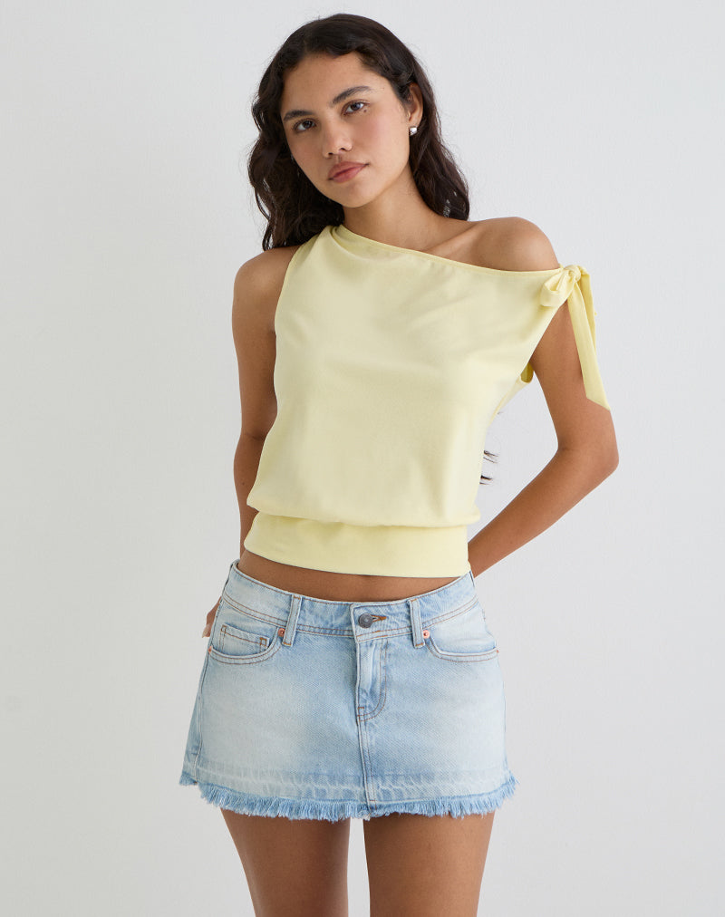 Afbeelding van Aleyah Tie Shoulder Tee in Citroen