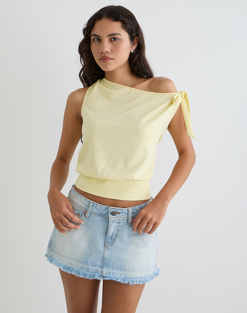 Aleyah T-shirt met strikje in Citroen