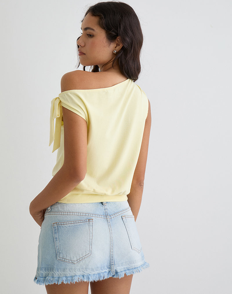 Afbeelding van Aleyah Tie Shoulder Tee in Citroen