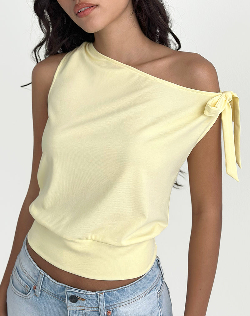 Aleyah T-shirt met strikje in Citroen