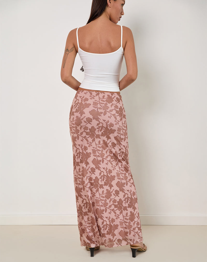 Afbeelding van Alfreda Maxi Rok in Neutrale Bloemenprint