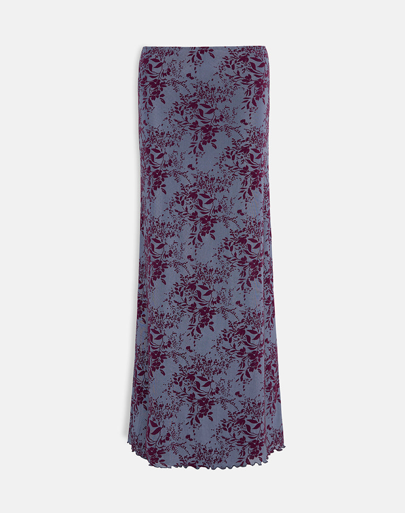 Image of Alfreda Maxi Skirt in Fine Leaf Flock Smoke Grey
