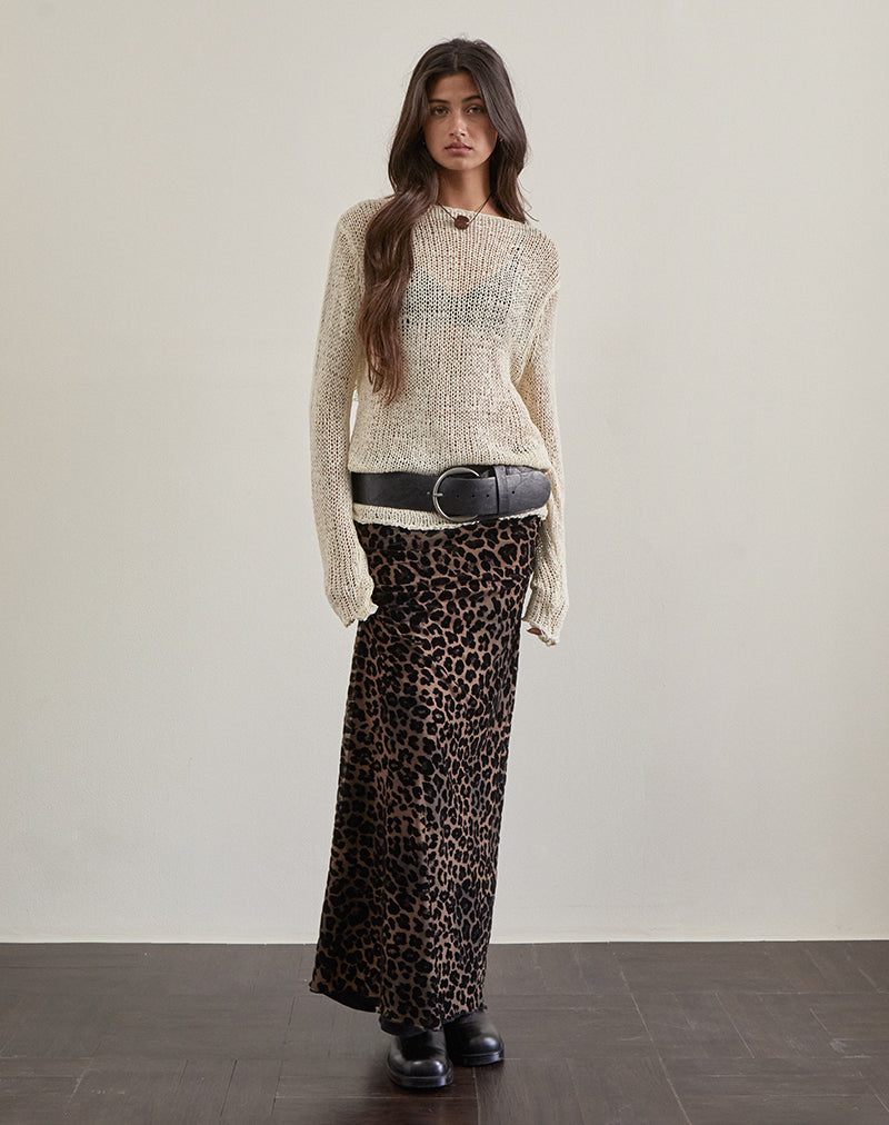 Afbeelding van Alfreda Maxi Rok in Flock Mesh Rar Leopard