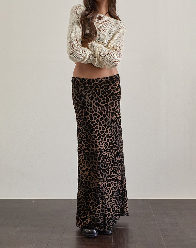 Alfreda Maxi Rok in Flock Mesh Rar Leopard