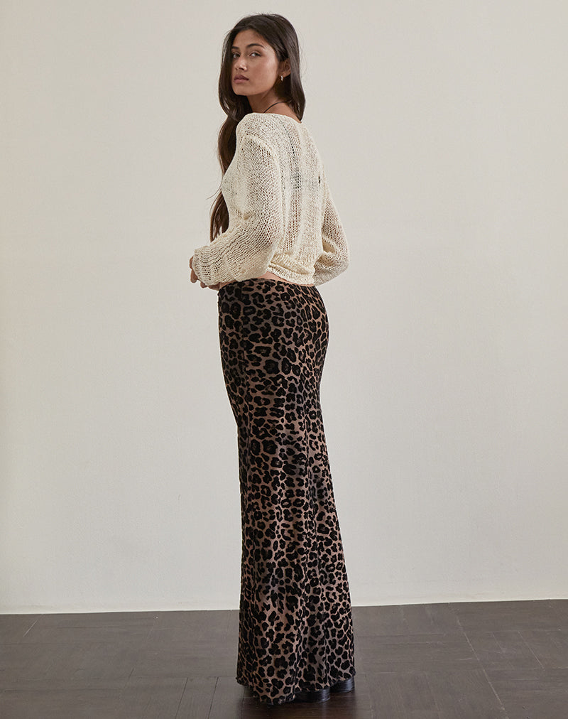 Afbeelding van Alfreda Maxi Rok in Flock Mesh Rar Leopard