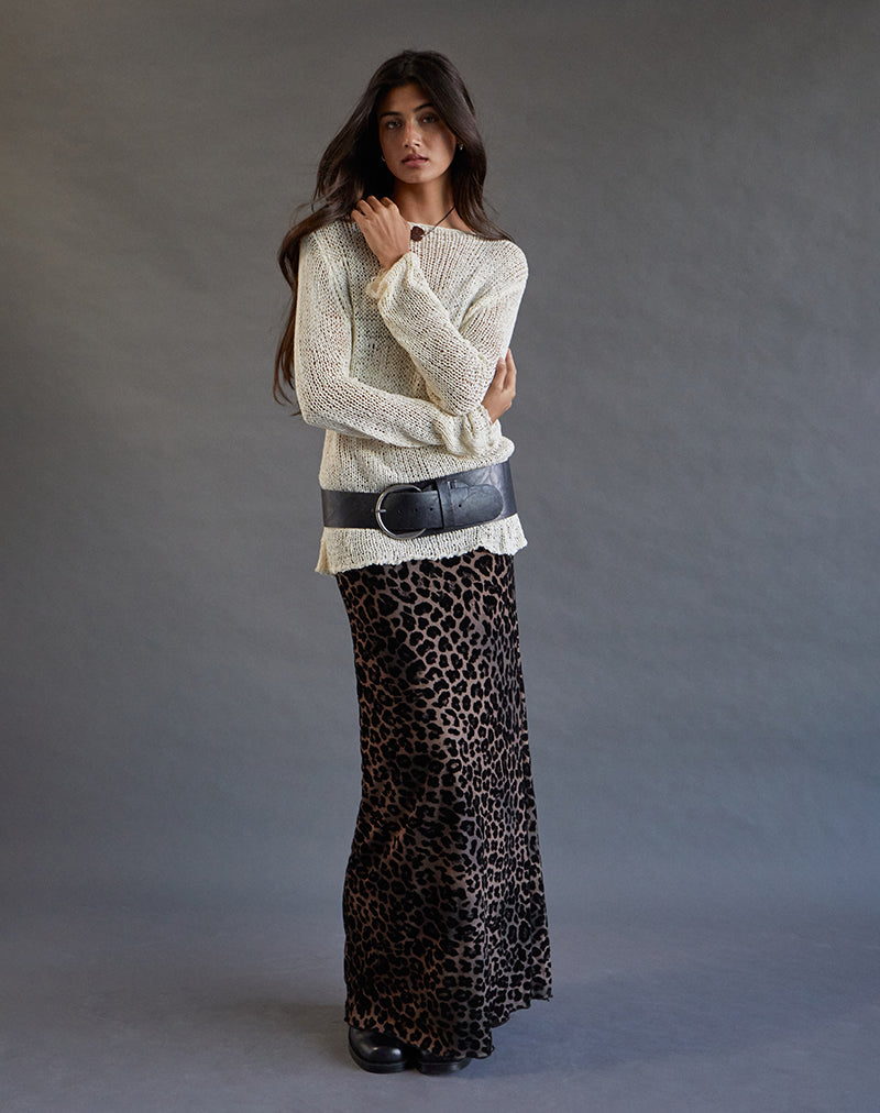 Alfreda Maxi Rok in Flock Mesh Rar Leopard