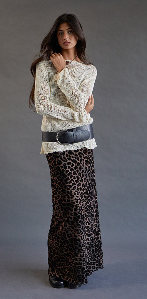 Afbeelding van Alfreda Maxi Rok in Flock Mesh Rar Leopard
