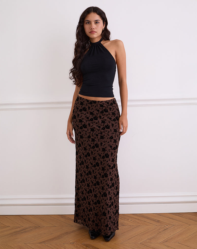 Alfreda Maxi Rok in Tuin Bloemen Bruin