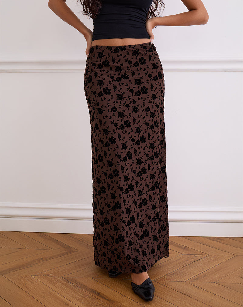 Alfreda Maxi Rok in Tuin Bloemen Bruin