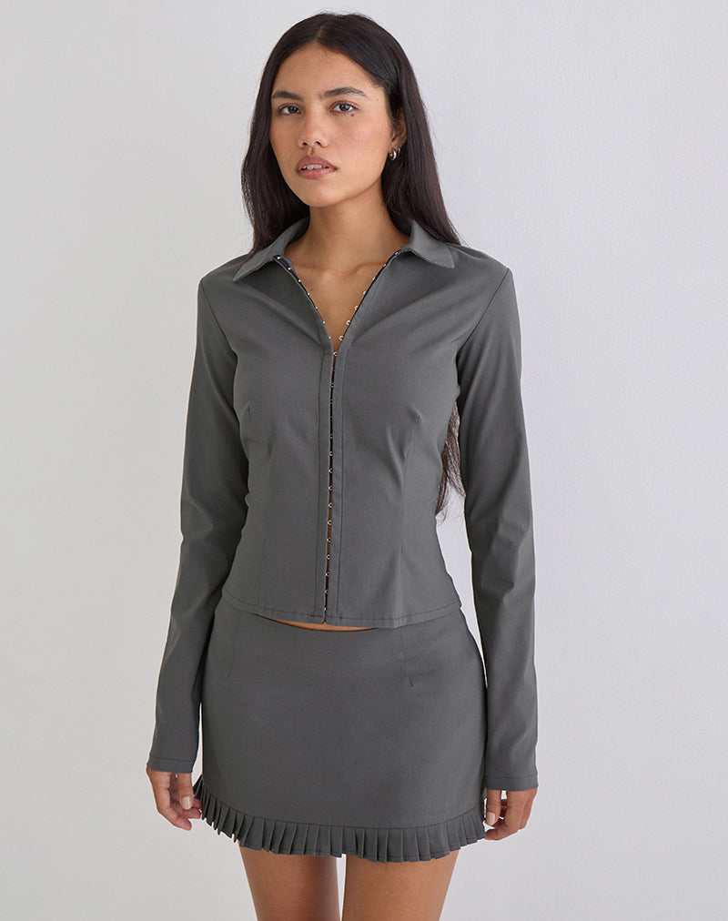 Image of Alika Long Sleeve Top in Tailoring Slate Grey
