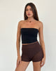 Afbeelding van Alina Short in Breed Ribtricot Bruin