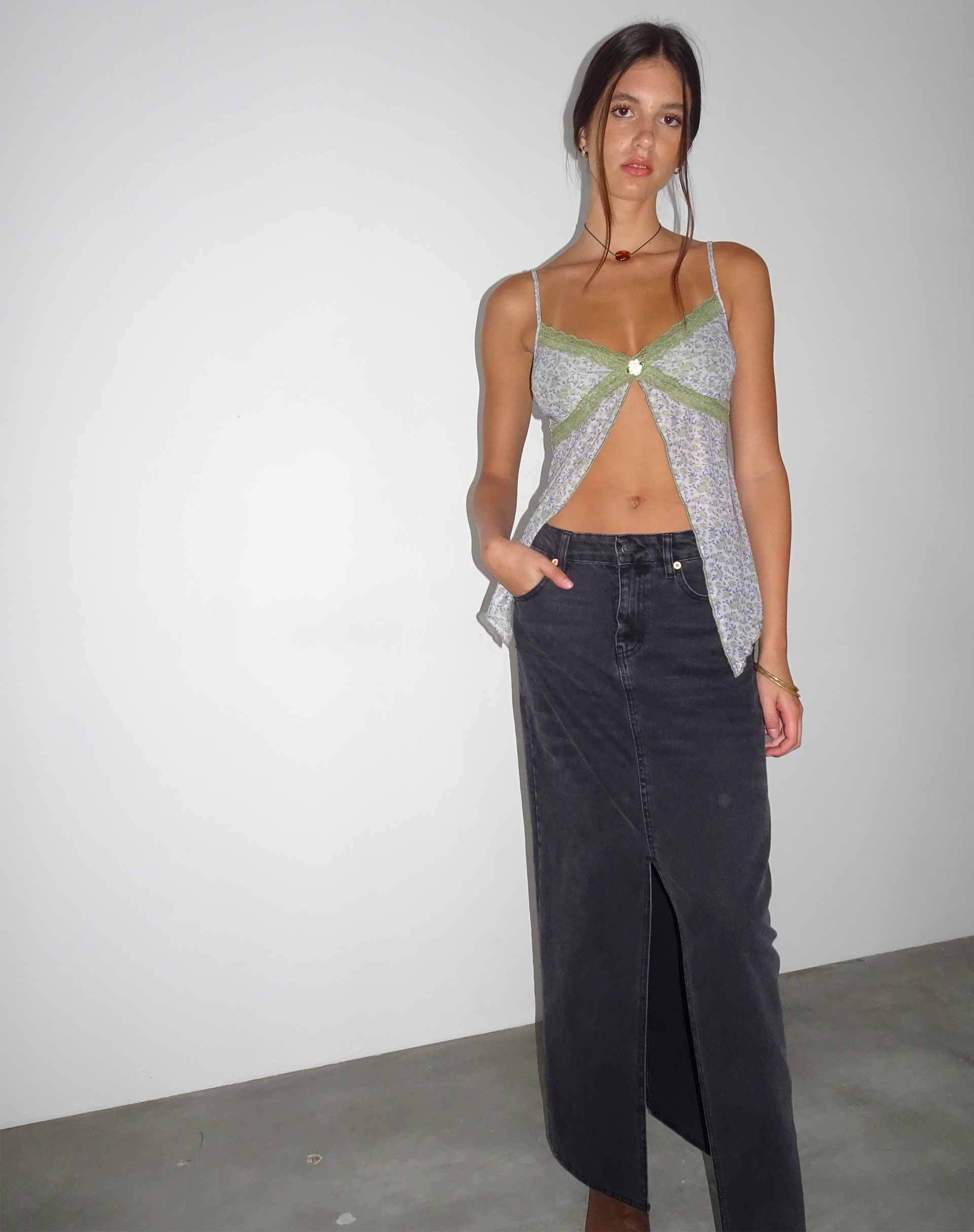 Afbeelding van Aliqa Mesh Vlinder Top in Lenteroze Groen