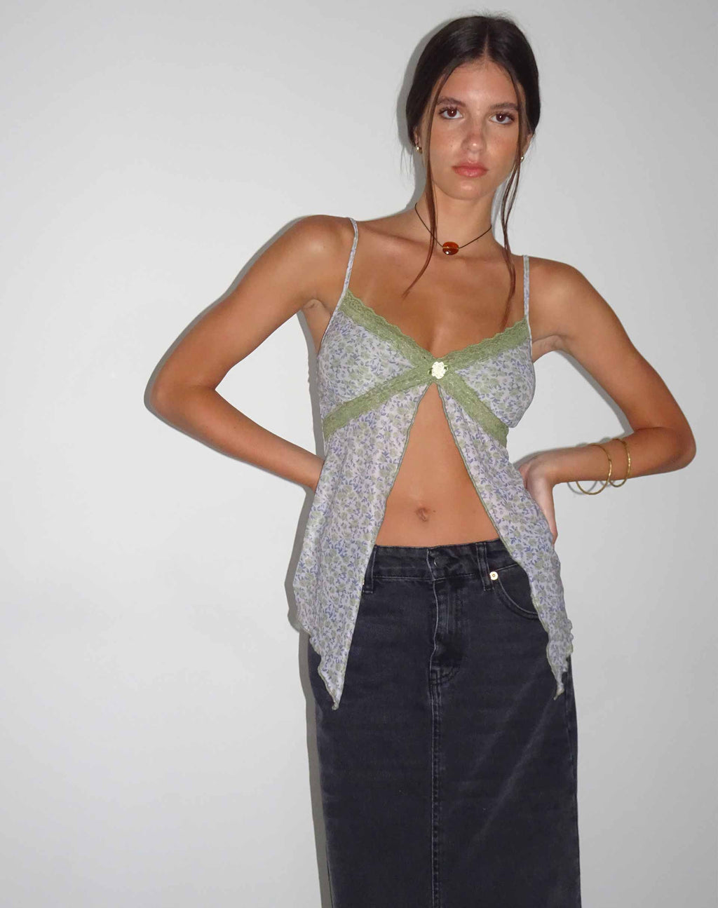 Aliqa Mesh Vlinder Top in Lenteroze Groen