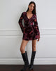 Afbeeldingen van Alitra Mini Dress in Floral Devore Burgundy