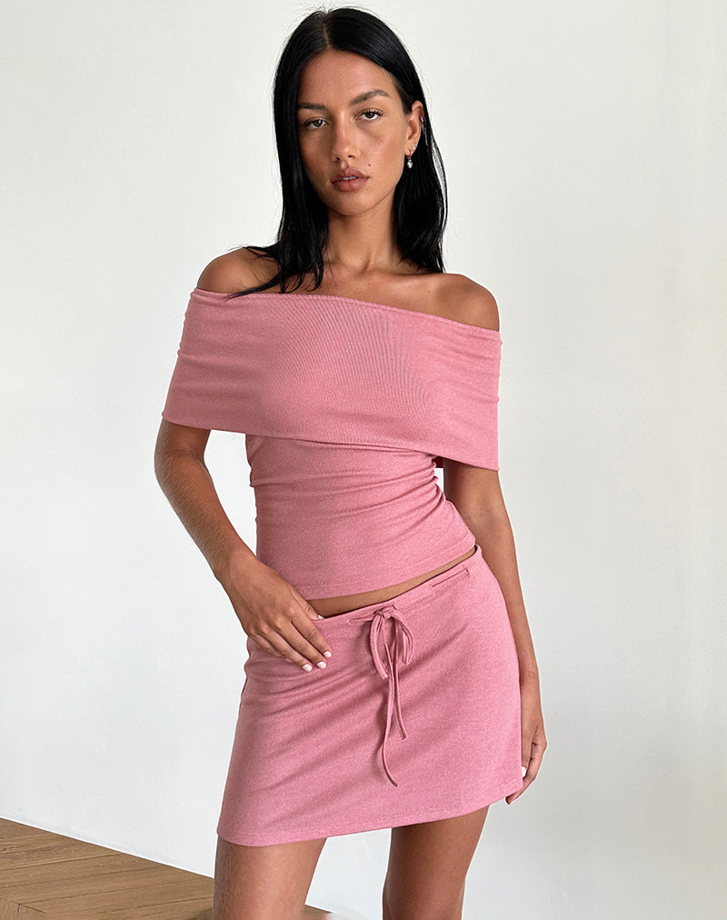 Allea Mini Rok in Dusky Roze Sheer Knit