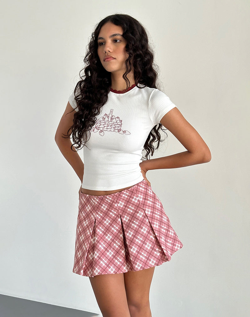 Alula Plooi Minirok in Roze Ruit
