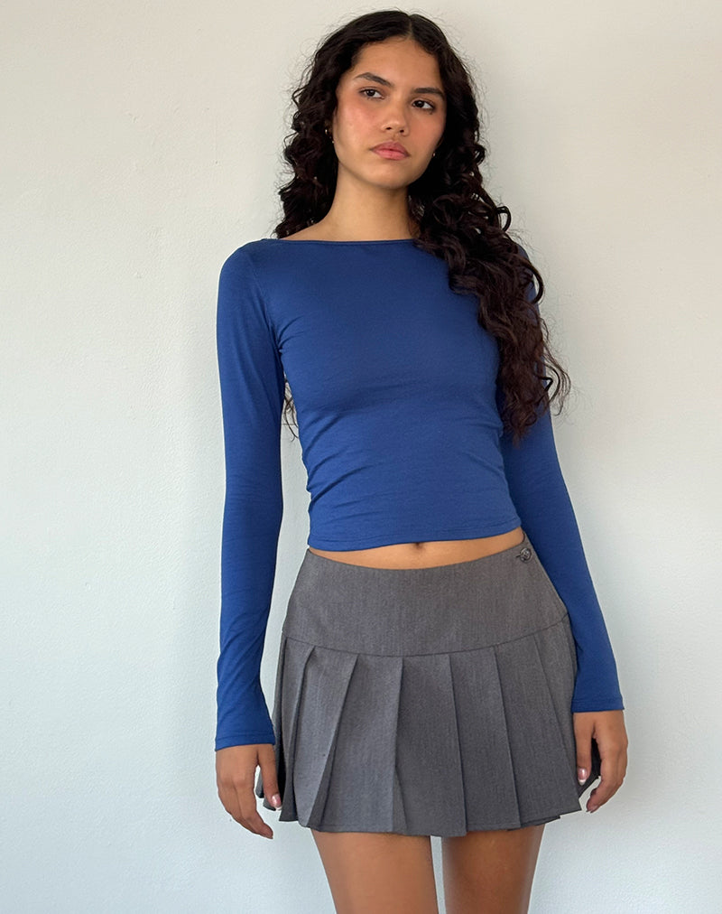 Afbeelding van Amabon Lange Mouw Top in Oogverblindend Blauw