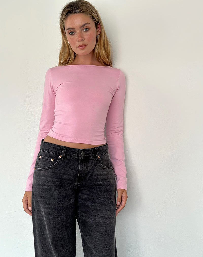 Amabon Top met lange mouwen in Flamingo Roze