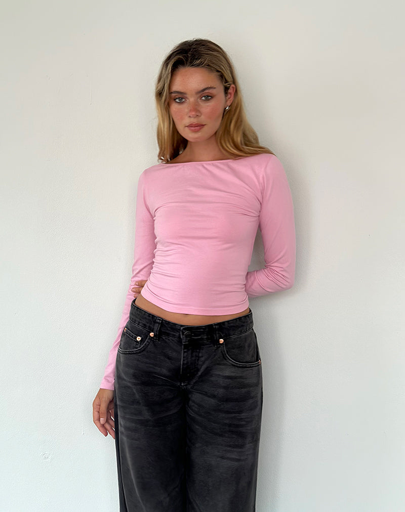 Afbeelding van Amabon Lange Mouw Top in Flamingo Roze