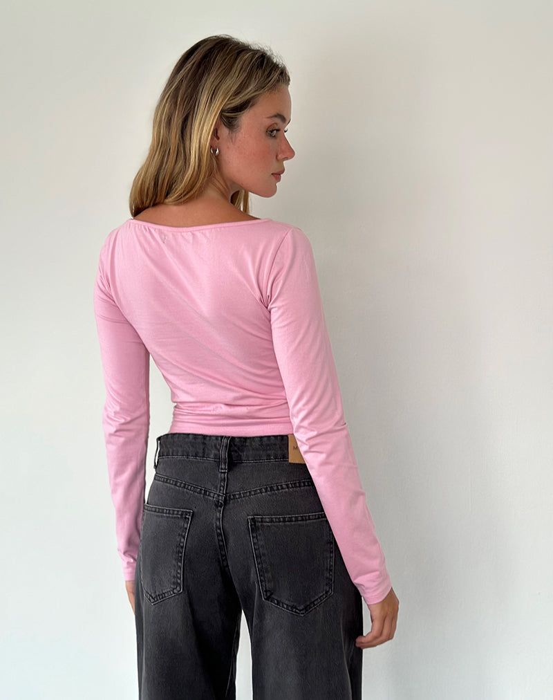 Afbeelding van Amabon Lange Mouw Top in Flamingo Roze