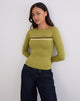 Afbeelding van Amabon Lange Mouw Top in Cress Green Stripe