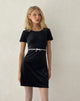 Afbeelding van Amanda Mini-jurk in zwart fluweel met witte bies en strik