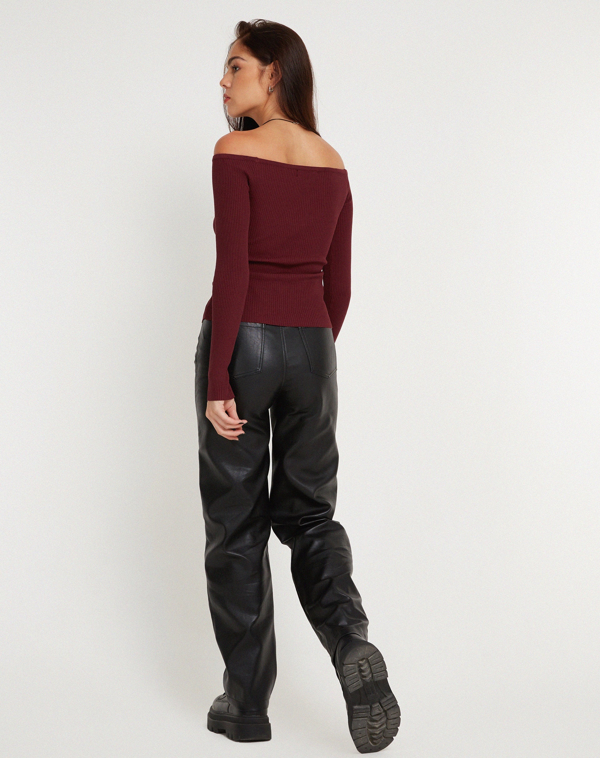 Afbeelding van Amandari Bardot Top met lange mouwen in Marron