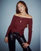 Afbeelding van Amandari Bardot Top met lange mouwen in Marron