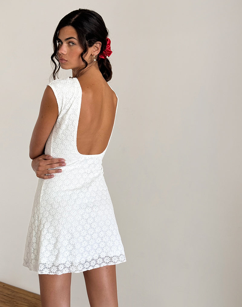 Afbeelding van Ambu Mini Dress in Floral Lace Ivory