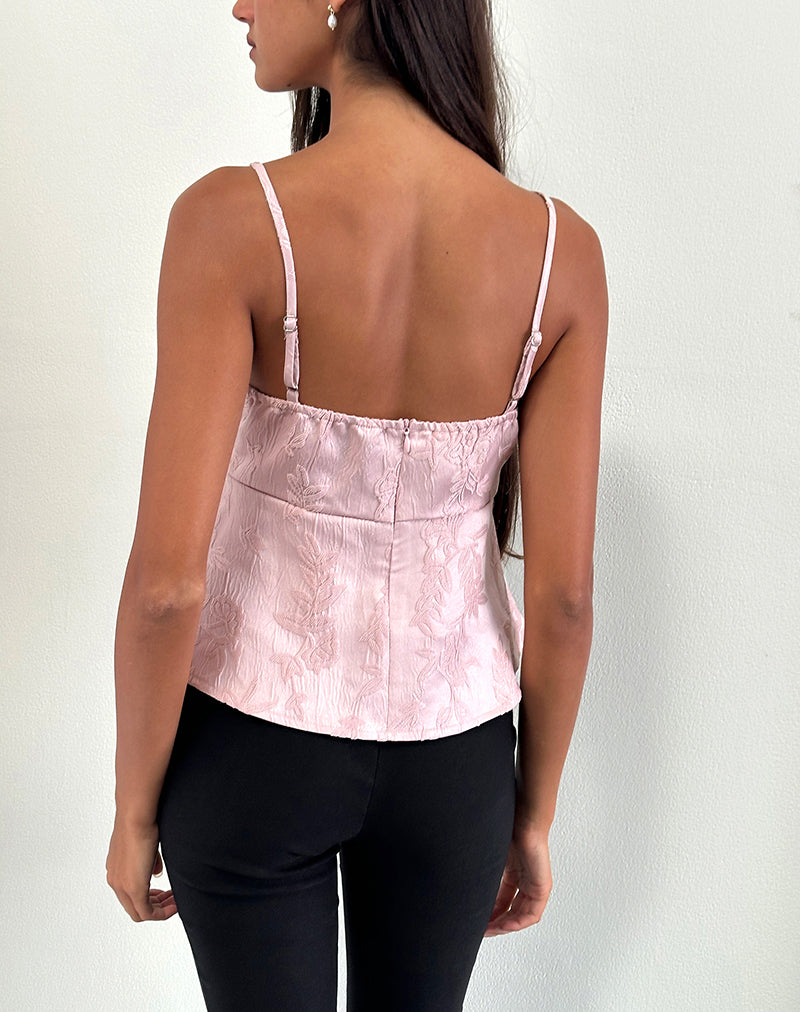 Afbeelding van Amerta Cami Top in Satijn Jacquard Baby Roze
