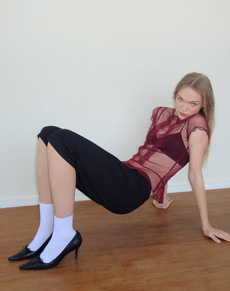 Afbeelding van Amrita Top in Bourgondisch Dobby Mesh