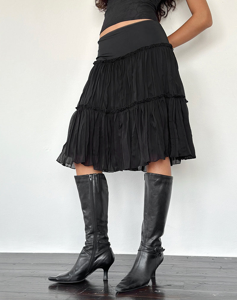 Afbeelding van Anahita tierende rok in chiffon zwart