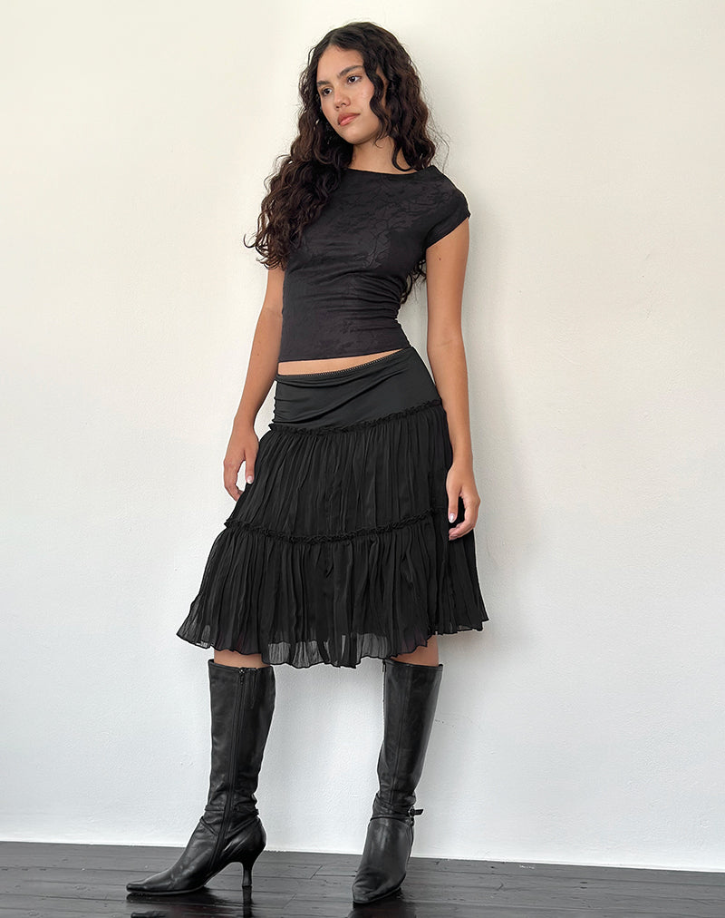 Afbeelding van Anahita tierende rok in chiffon zwart