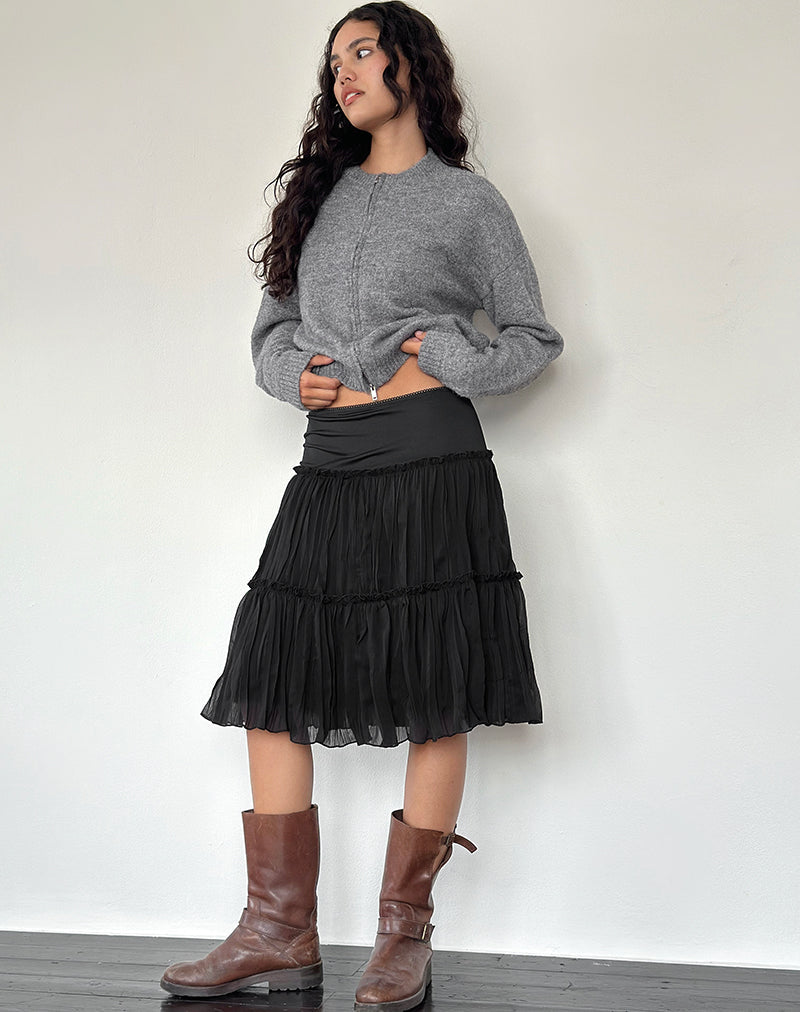 Afbeelding van Anahita tierende rok in chiffon zwart