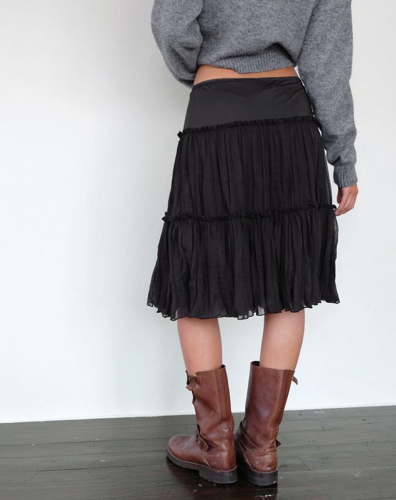 Afbeelding van Anahita tierende rok in chiffon zwart