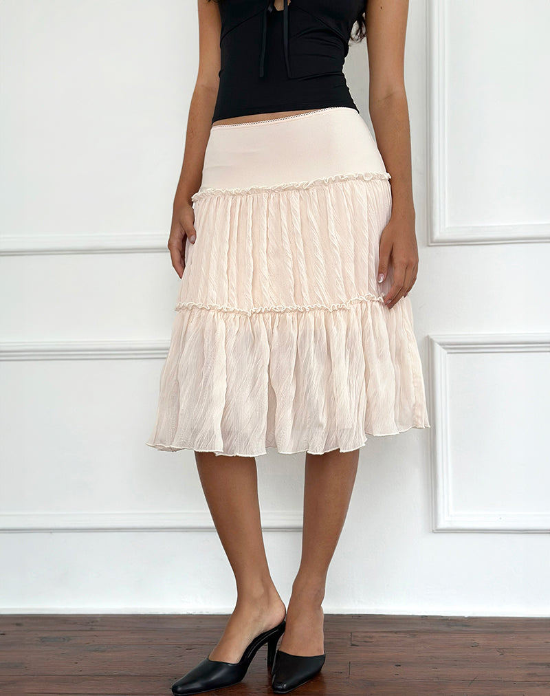 Afbeelding van Anahita tierende rok in chiffon botercrème