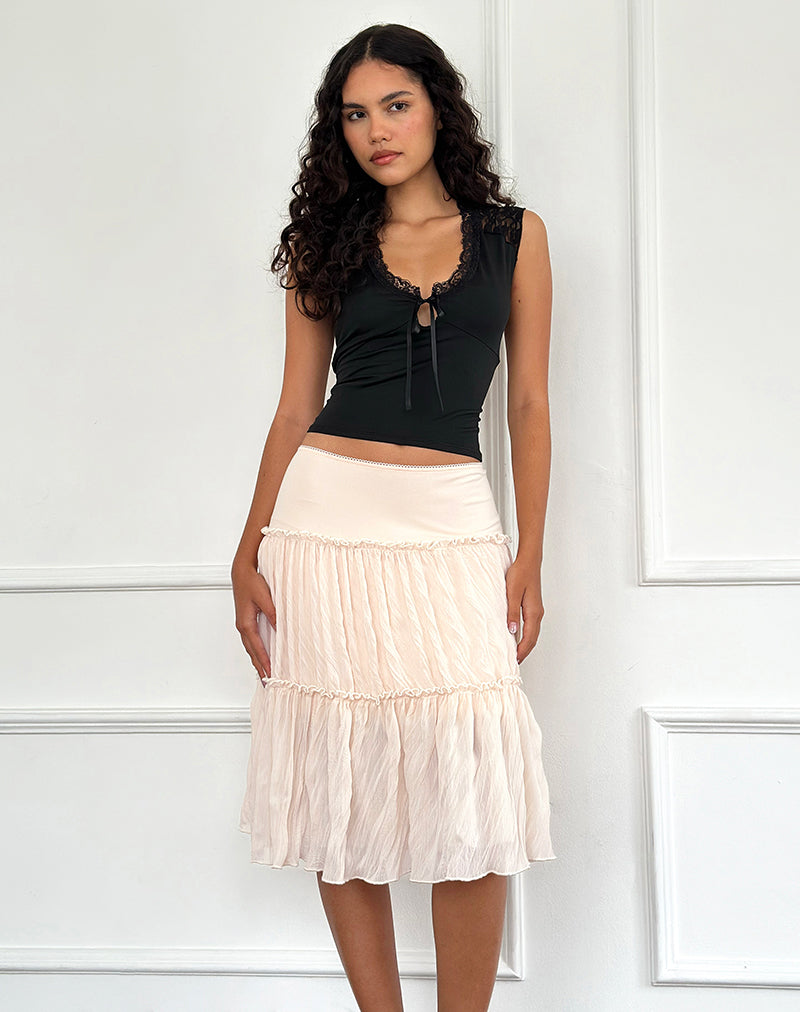 Afbeelding van Anahita tierende rok in chiffon botercrème