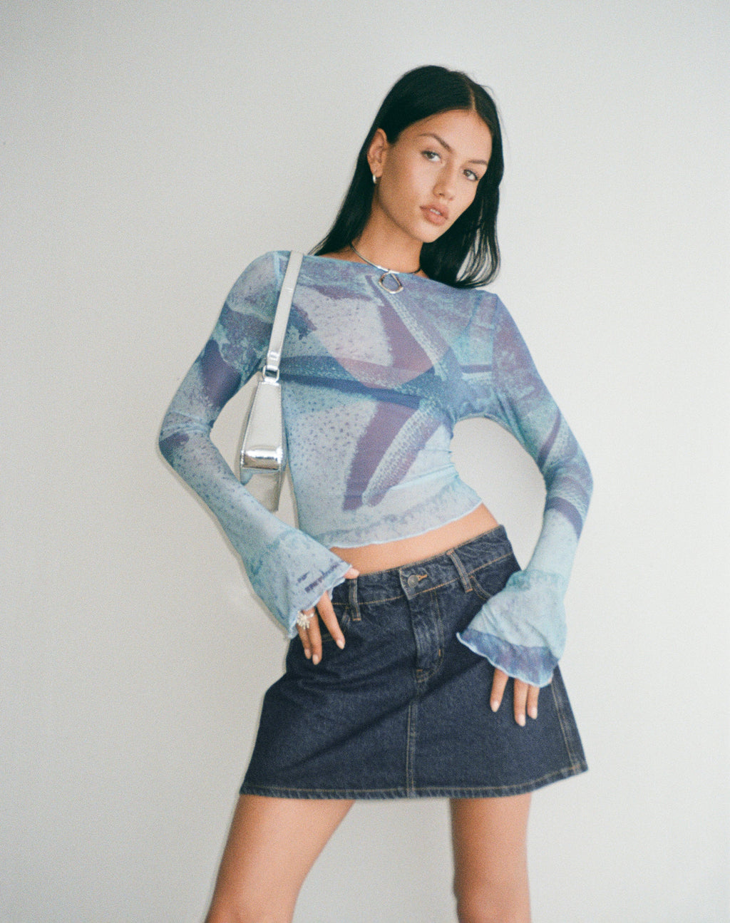 Mini A-lijn rok in Indigo Denim