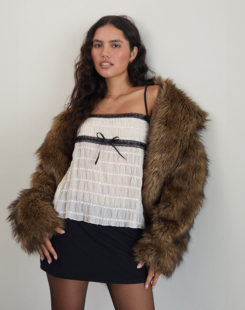 Afbeelding van Ancika Cami Top in Textured Chiffon Ivory