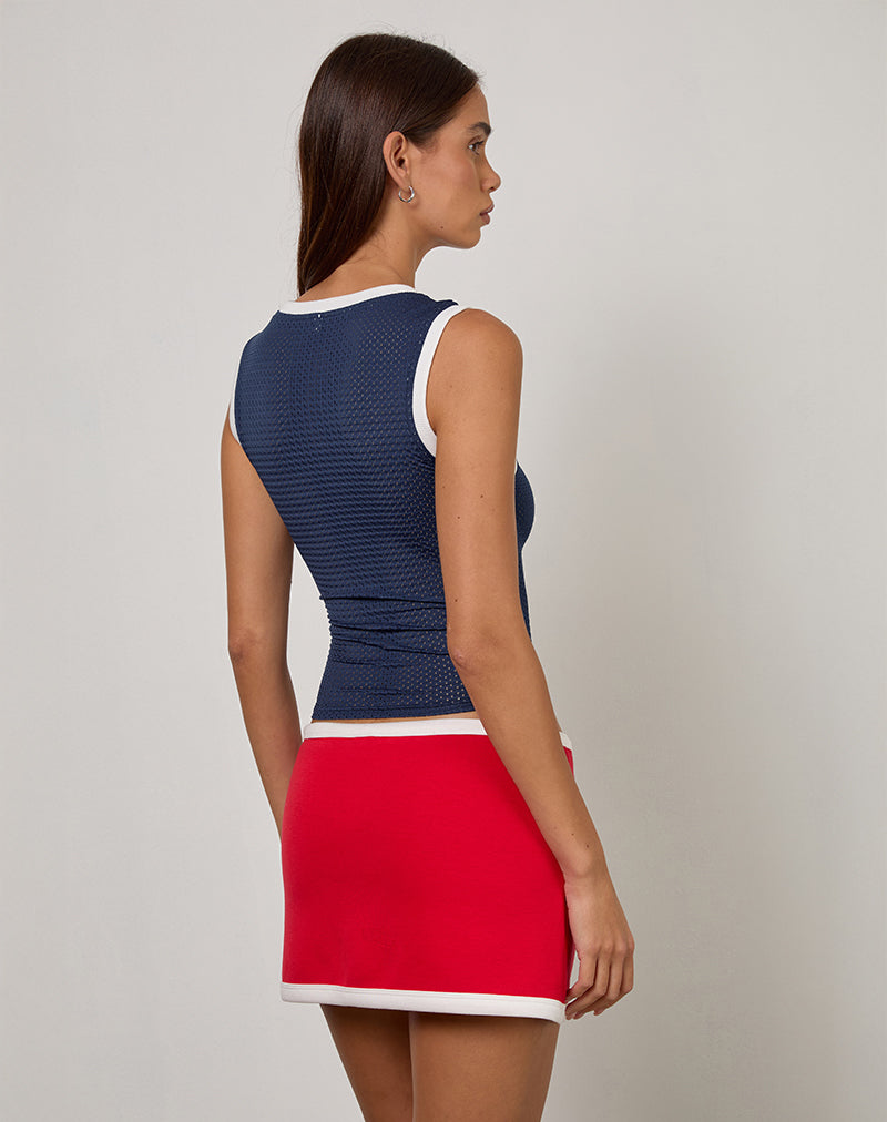 Afbeelding van Monlo Top in Airtex Navy met rode streep