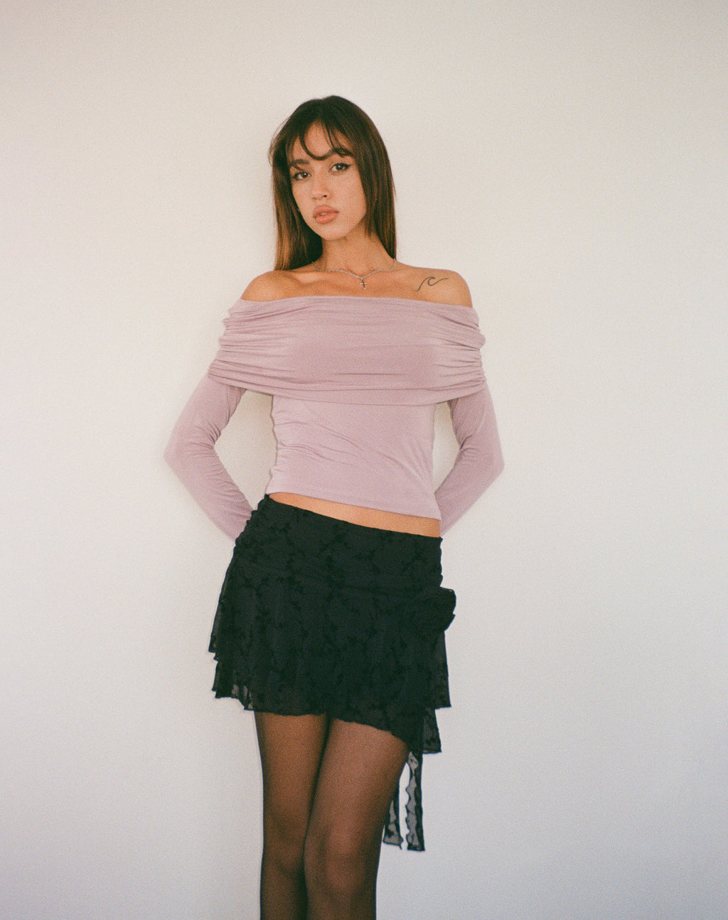 Andi Bardot Top met lange mouwen in Slinky Mauve