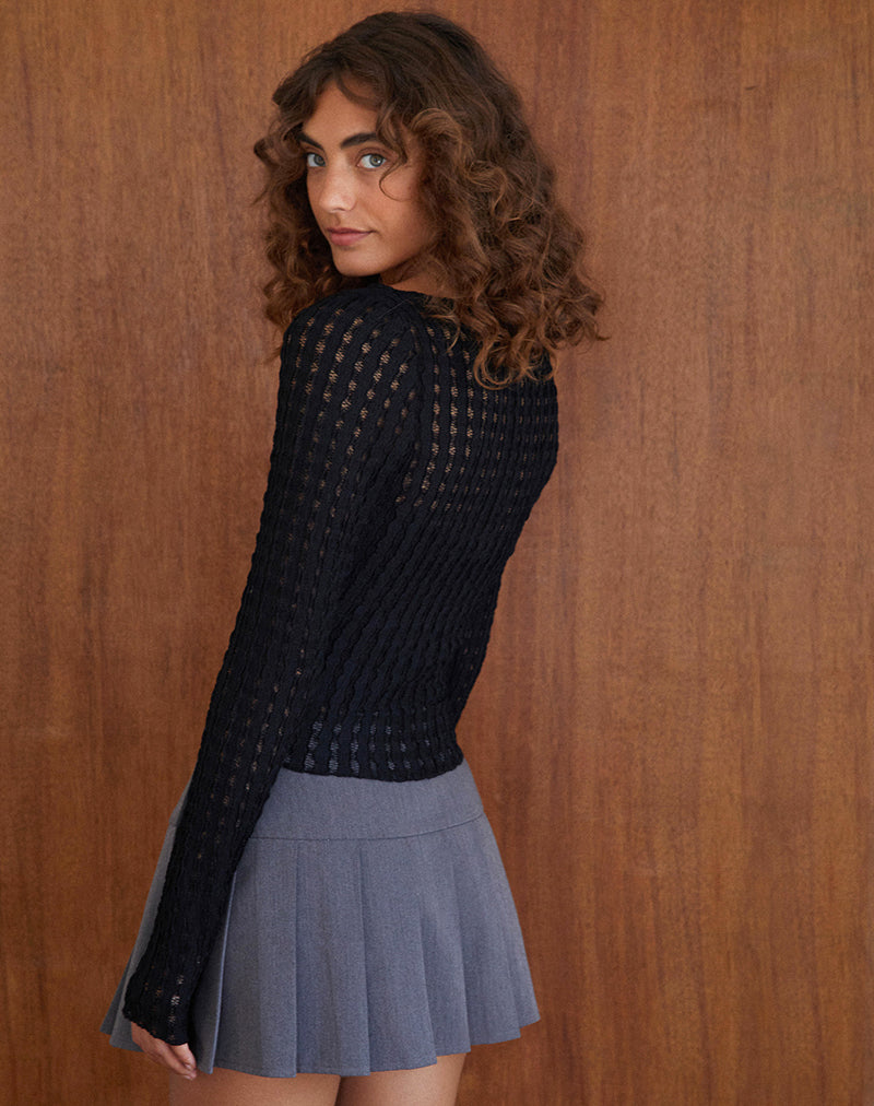 Afbeelding van Angela Top met lange mouwen in Crinkle Black