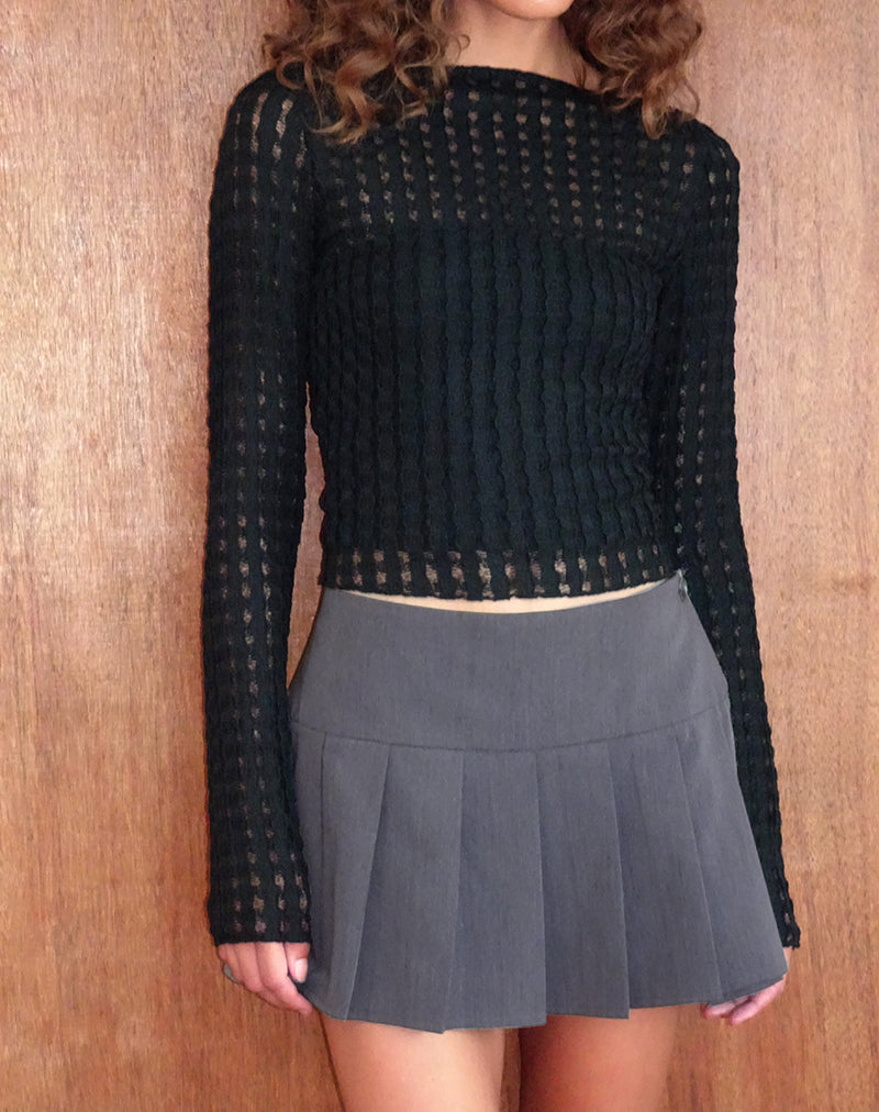 Afbeelding van Angela Top met lange mouwen in Crinkle Black