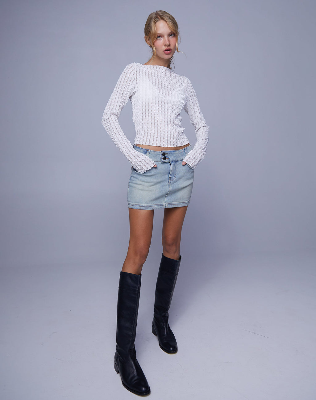 Denim minirok met lage taille in Super Bleach