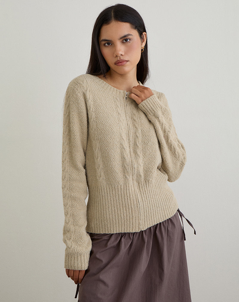 Anitra Vest in Kabelbreisel Beige