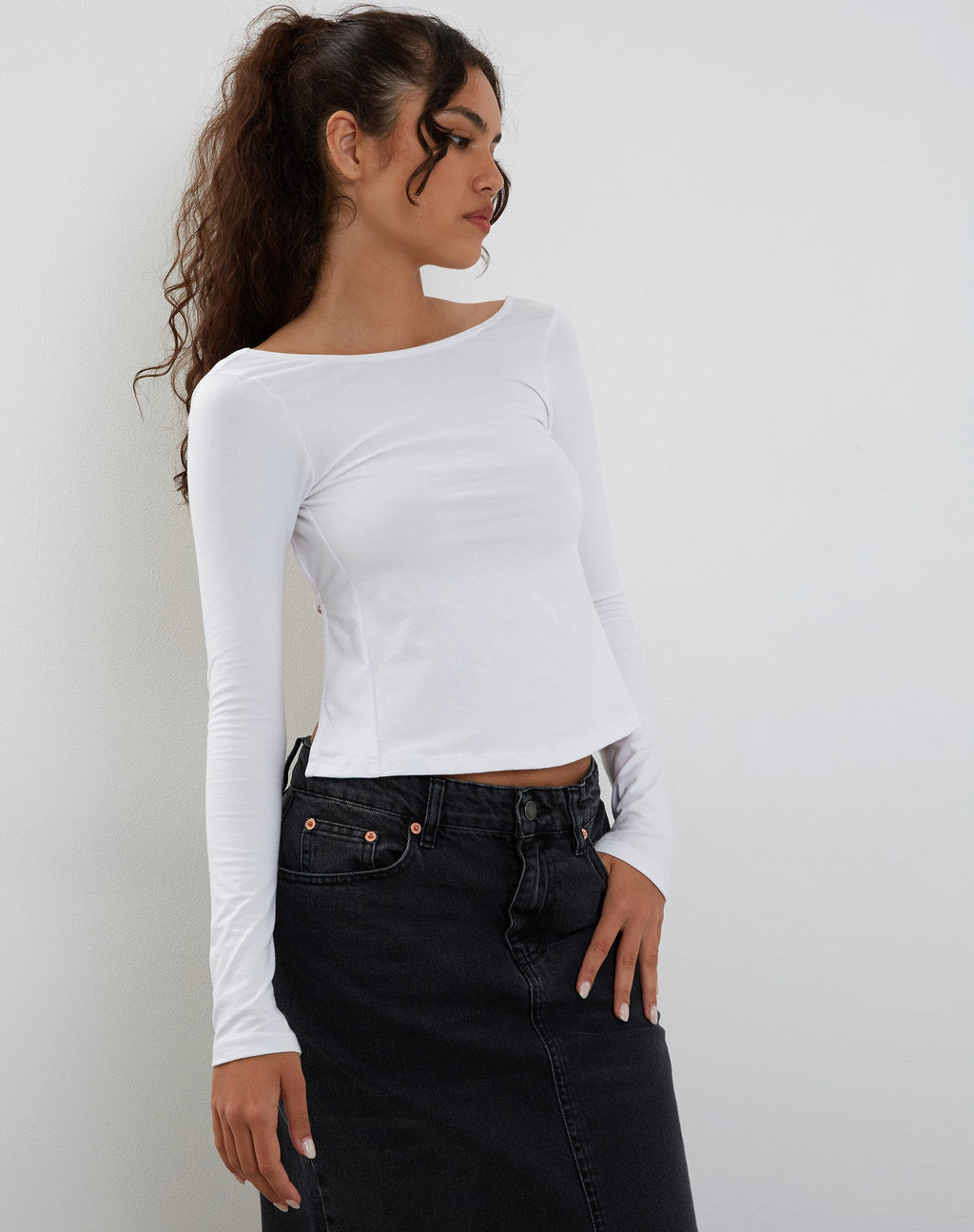 Ansita Top met lange mouwen in wit
