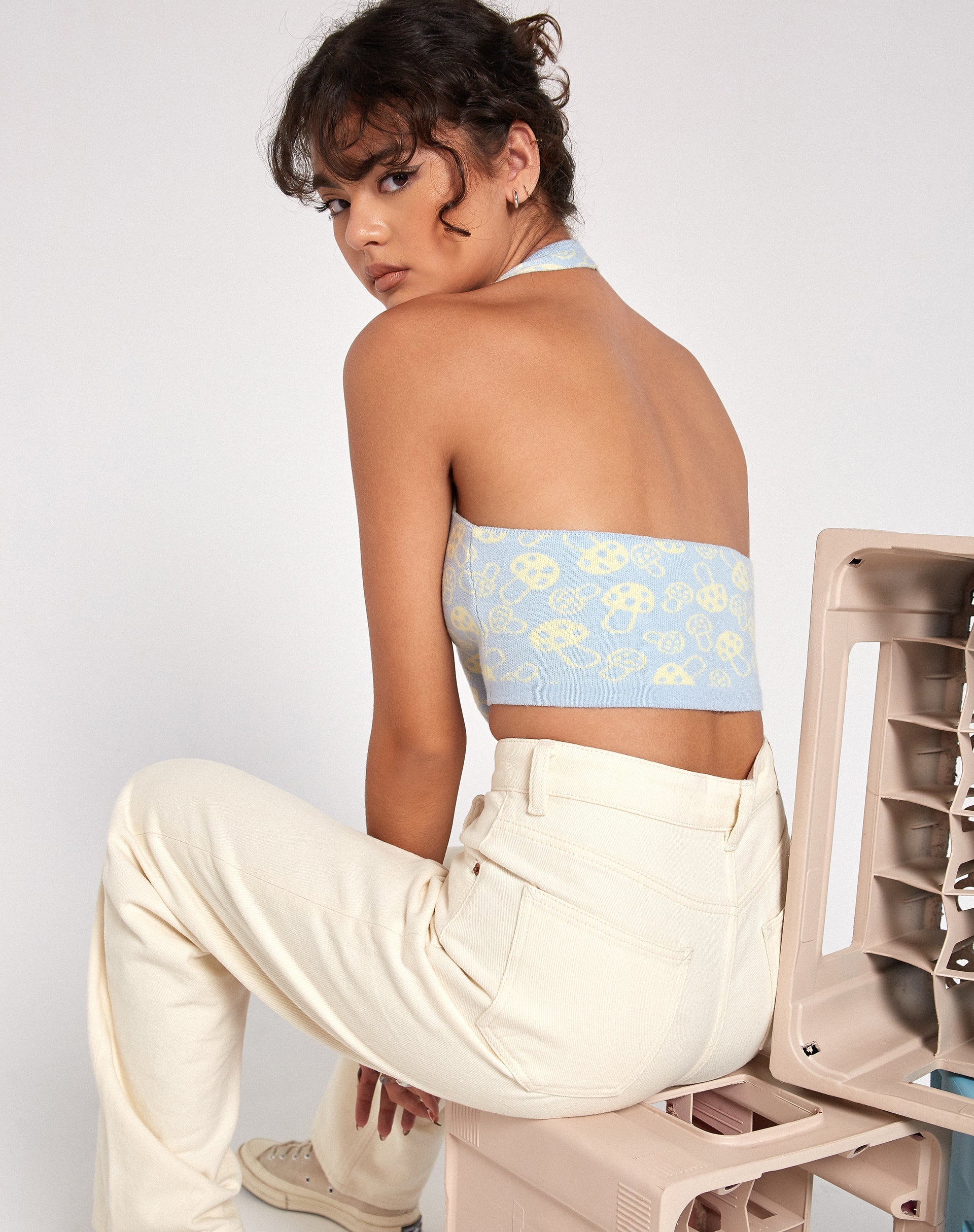 Afbeelding van Anura Crop Top in Baby Shroom Blue Yellow