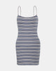 Afbeelding van Anzhelina Strappy Mini Dress in Multi Blue Stripe