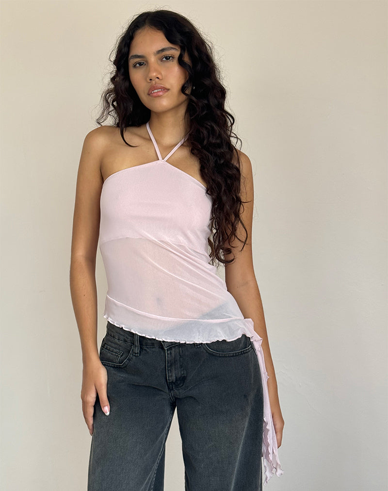 Afbeelding van Arabella Haltertop In Mesh Roze